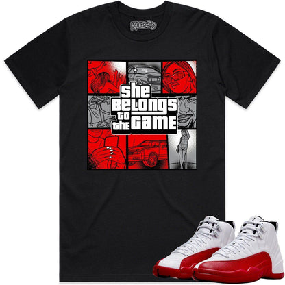 Cherry 12s Shirt - Jordan Retro 12 Cherry Shirts - Red Game