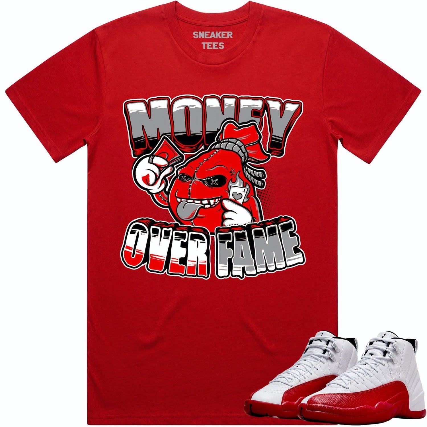 Cherry 12s Shirt - Jordan Retro 12 Cherry Shirts - Red Money over Fame