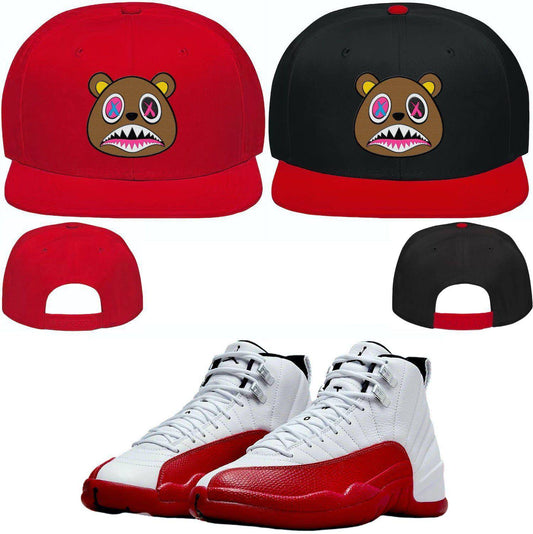 Cherry 12s Snapback Hat - Jordan 12 Cherry Hats - Crazy Baws