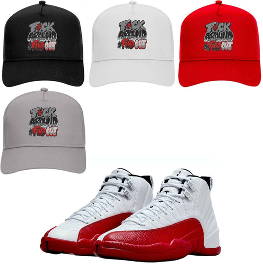 Cherry 12s Trucker Hats - Jordan 12 Cherry Hats - F#ck