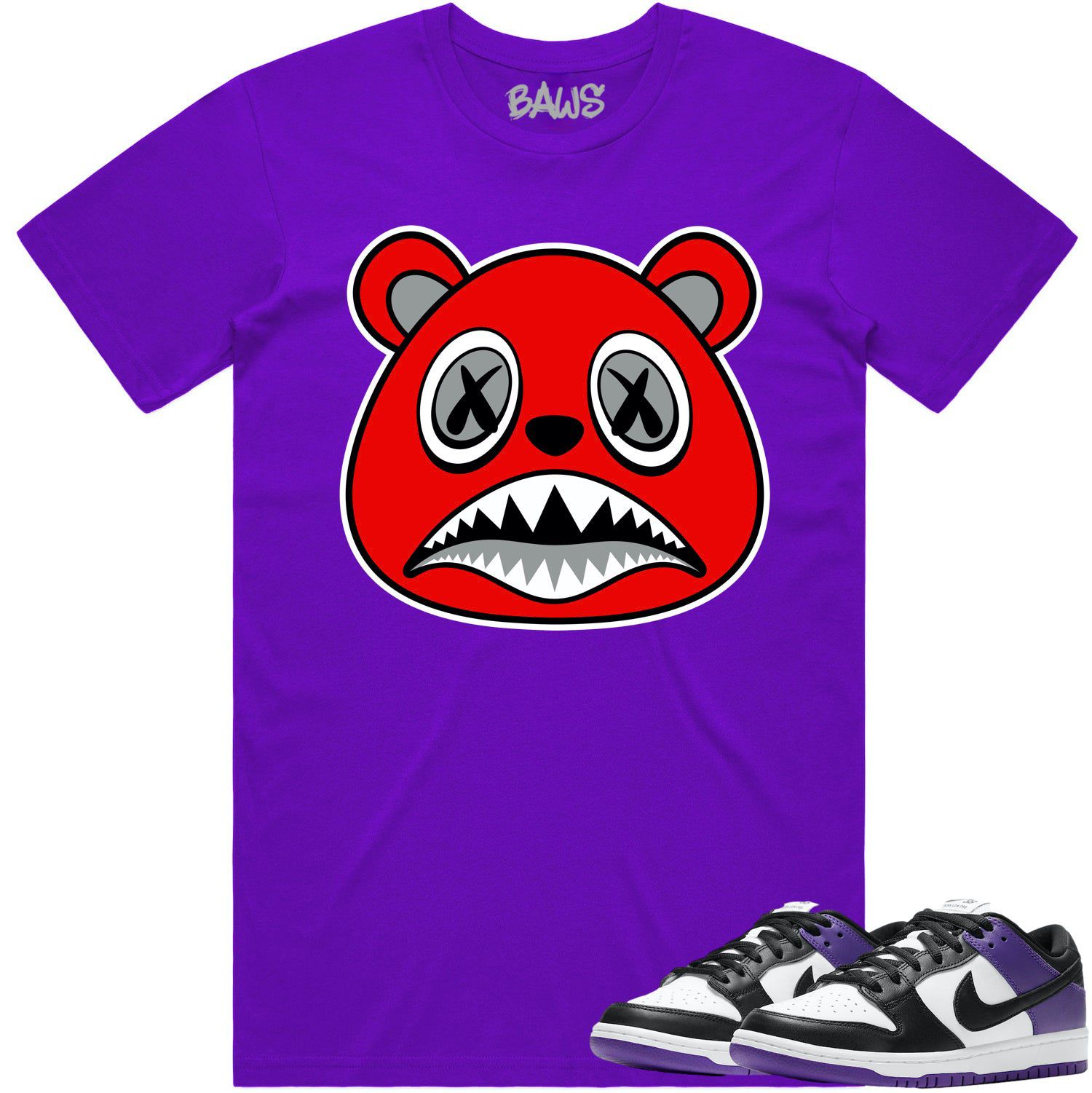 Court Purple Dunks Shirt - Dunks Sneaker Tees - Angry Baws Bear