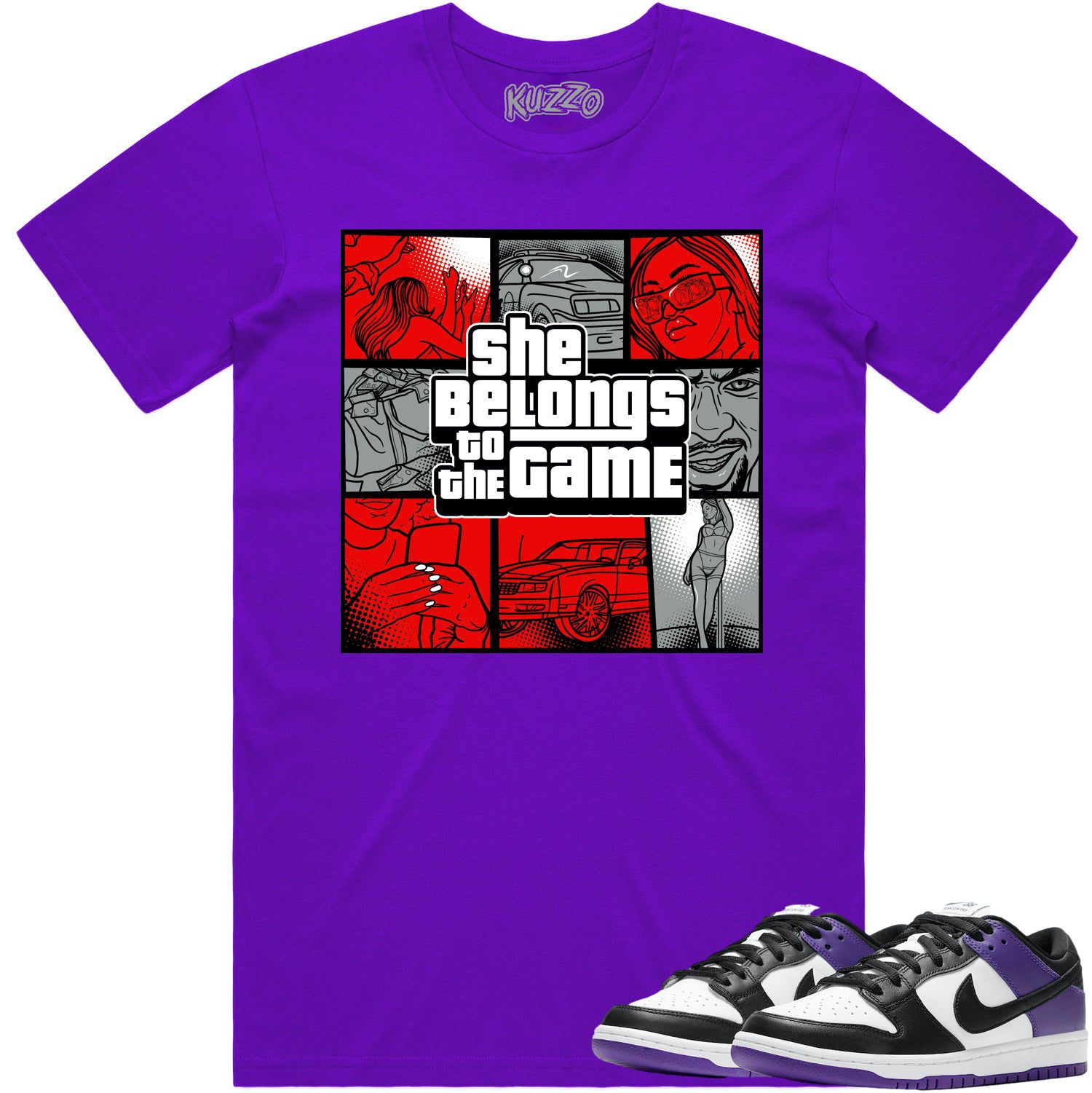 Court Purple Dunks Shirt - Dunks Sneaker Tees - Game