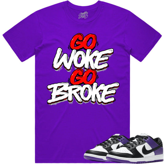 Court Purple Dunks Shirt - Dunks Sneaker Tees - Go Woke Go Broke