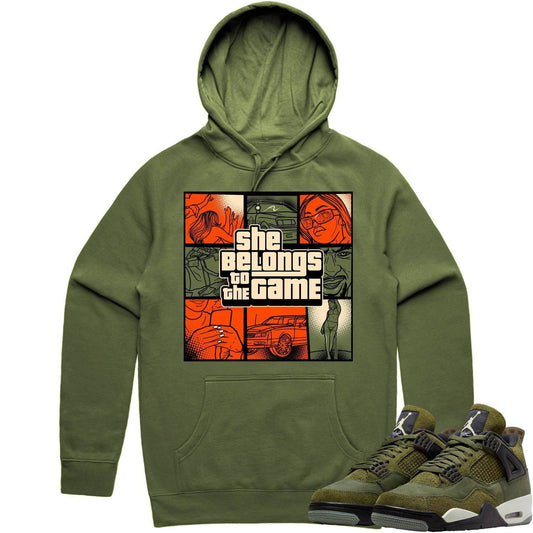 Craft Olive 4s Hoodie - Jordan Retro 4 Olive Hoodie - Celadon Game