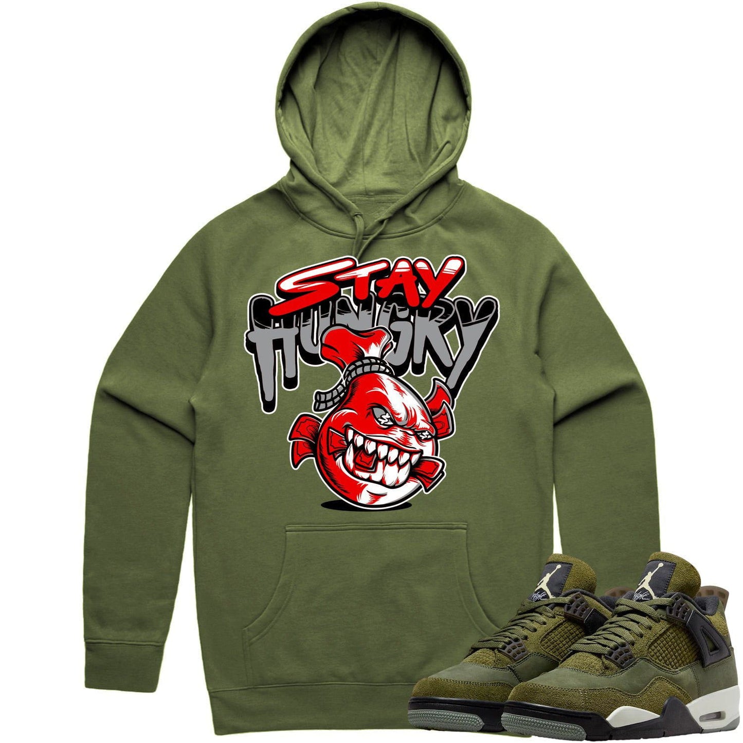 Craft Olive 4s Hoodie - Jordan Retro 4 Olive Shirts - Stay Hungry
