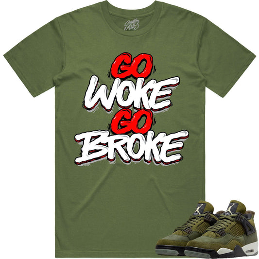 Craft Olive 4s Shirt - Jordan Retro 4 Olive Shirt - Go Woke Go Broke