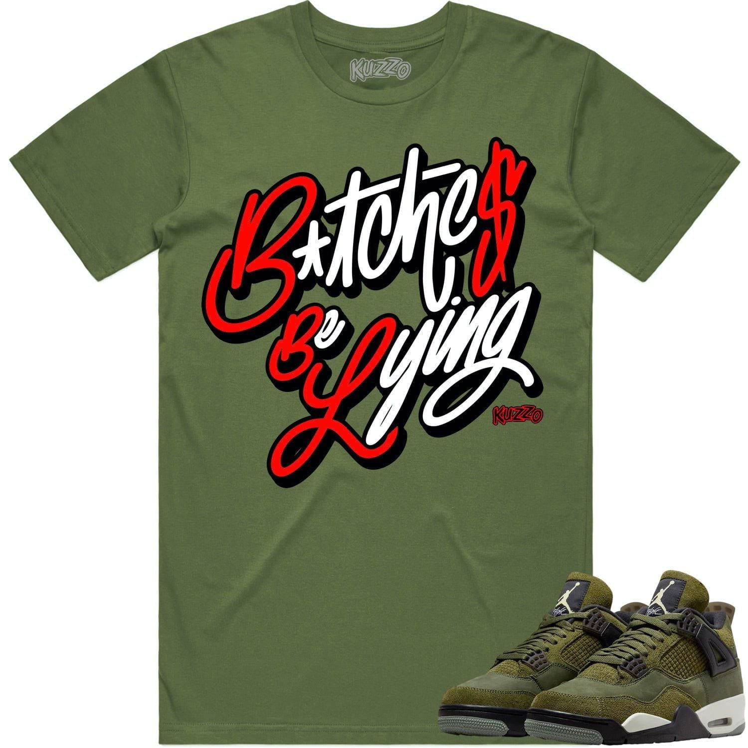 Craft Olive 4s Shirt - Jordan Retro 4 Olive Shirt - Red BBL