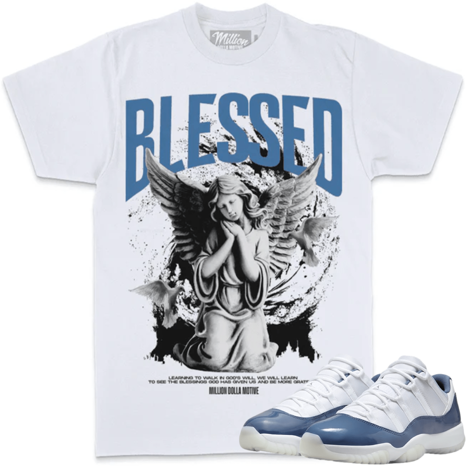 Diffused Blue 11s Shirts to Match - Sneaker Tees - Blessed