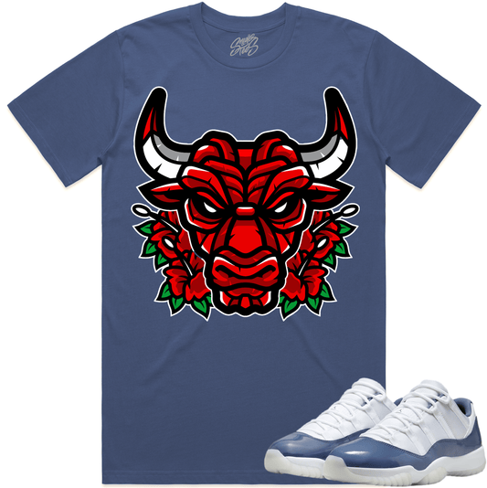 Diffused Blue 11s Sneaker Tees - Shirt to Match - Bully Roses