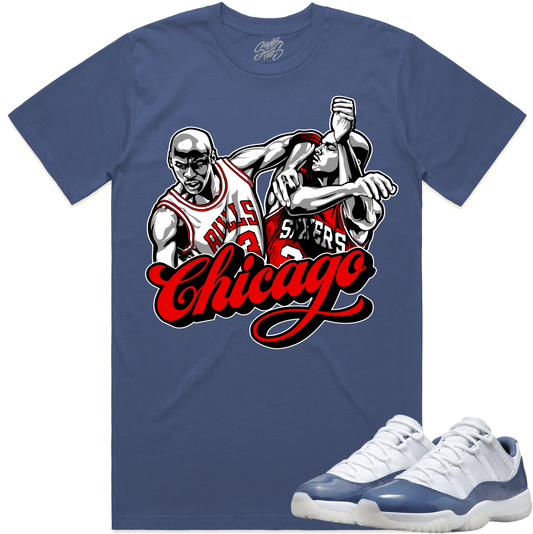 Diffused Blue 11s Sneaker Tees - Shirt to Match - Chicago