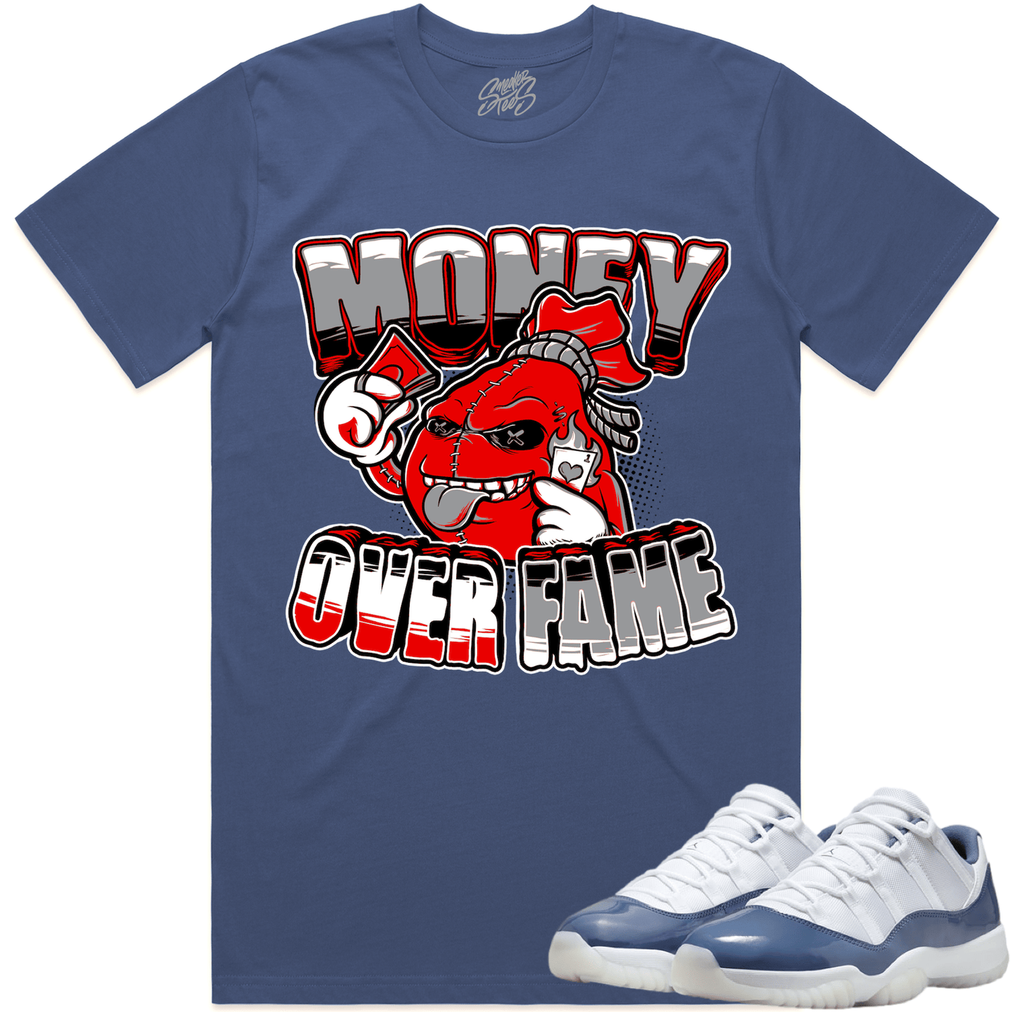 Diffused Blue 11s Sneaker Tees - Shirt to Match - Money Fame