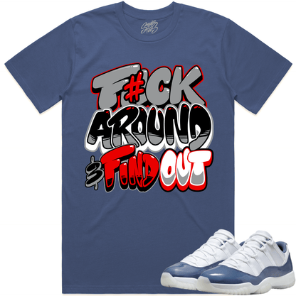 Diffused Blue 11s Sneaker Tees - Shirt to Match - Red F#ck