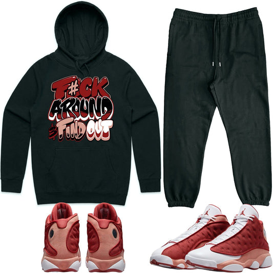 Dune Red 13s Sneaker Outfits - Hoodie and Jogger Set - F#ck