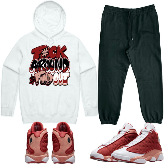 Dune Red 13s Sneaker Outfits - Hoodie and Joggers Set - F#ck