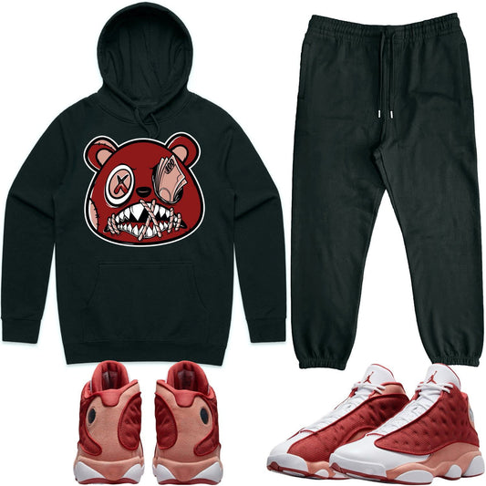 Dune Red 13s Sneaker Outfits - Hoodie and Joggers Set - Money Baws