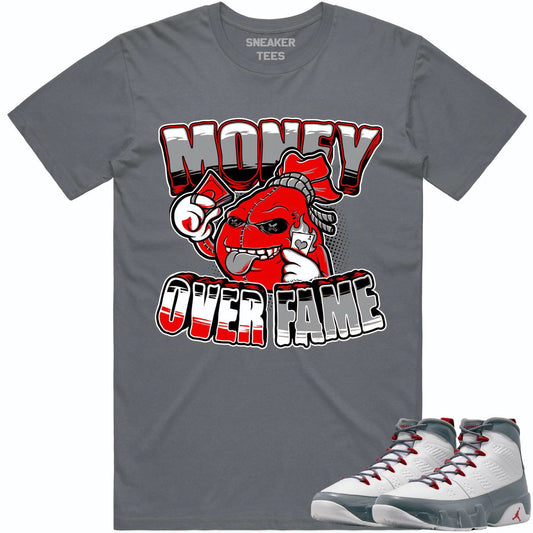 Fire Red 9s Shirt - Jordan Retro 9 Fire Red Shirt - Money over Fame