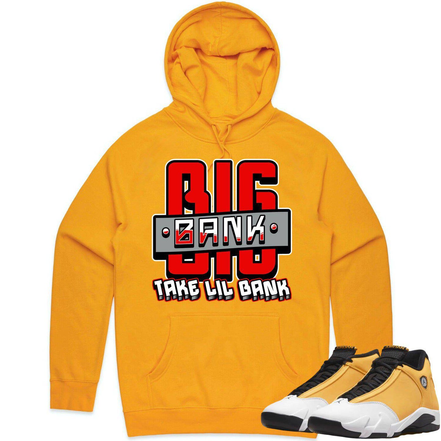 Ginger 14s Hoodie - Jordan 14 Ginger Gold Hoodie - Red Big Bank