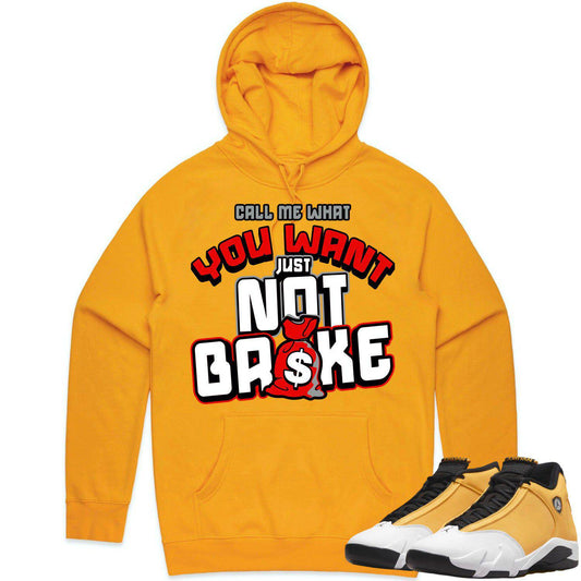 Ginger 14s Hoodie - Jordan 14 Ginger Gold Hoodie - Red Not Broke