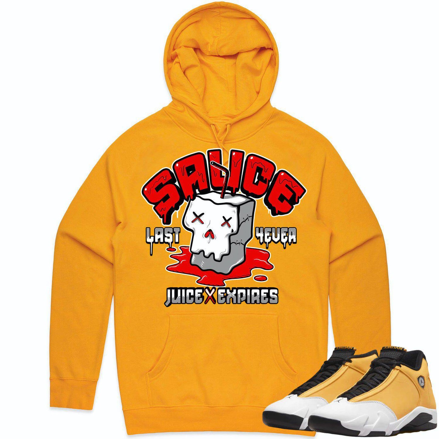 Ginger 14s Hoodie - Jordan 14 Ginger Gold Hoodie - Red Sauce