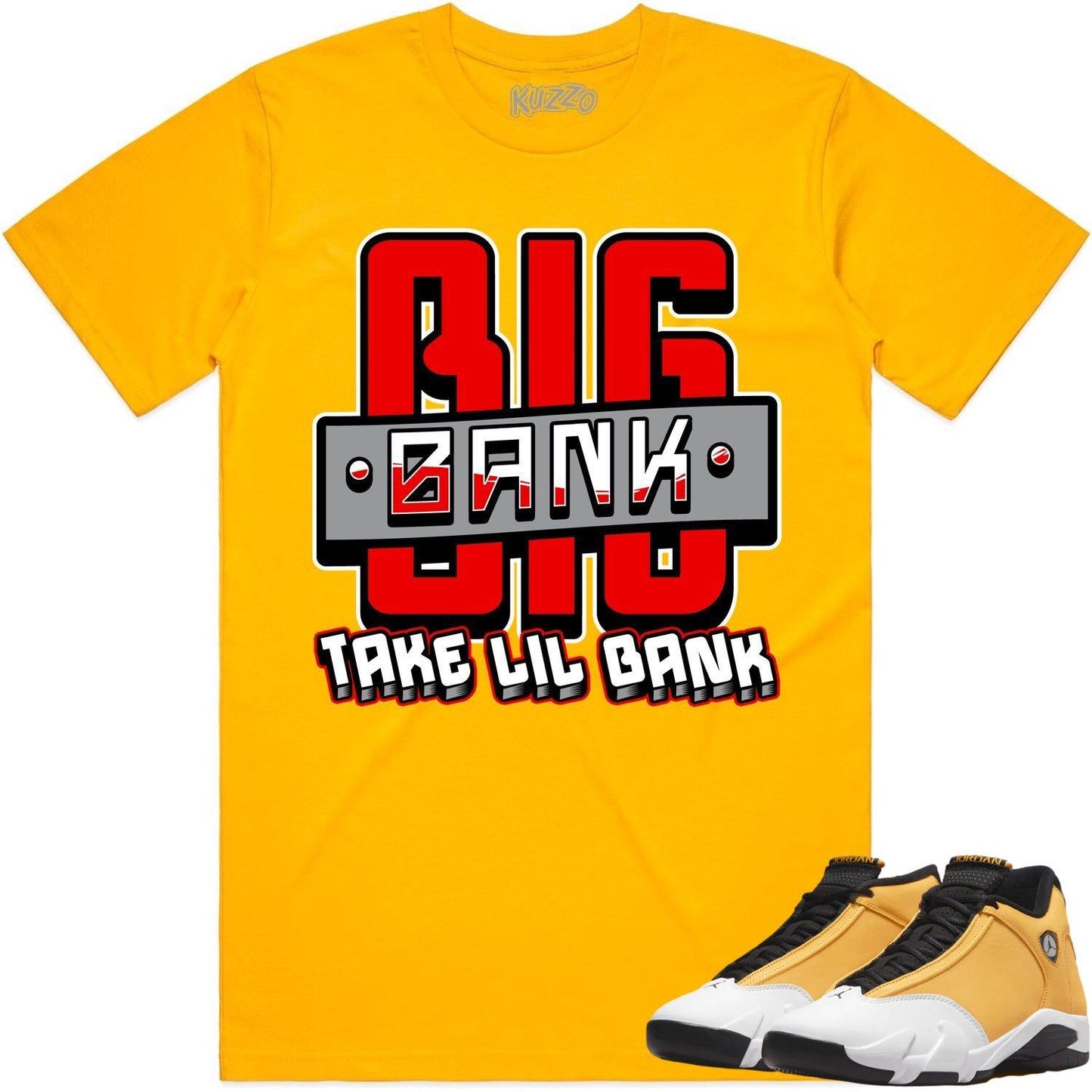 Ginger Gold 14s Shirt - Jordan Retro 14 Sneaker Tees - Big Bank