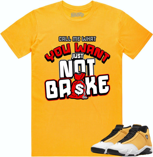 Ginger Gold 14s Shirt - Jordan Retro 14 Sneaker Tees - Not Broke