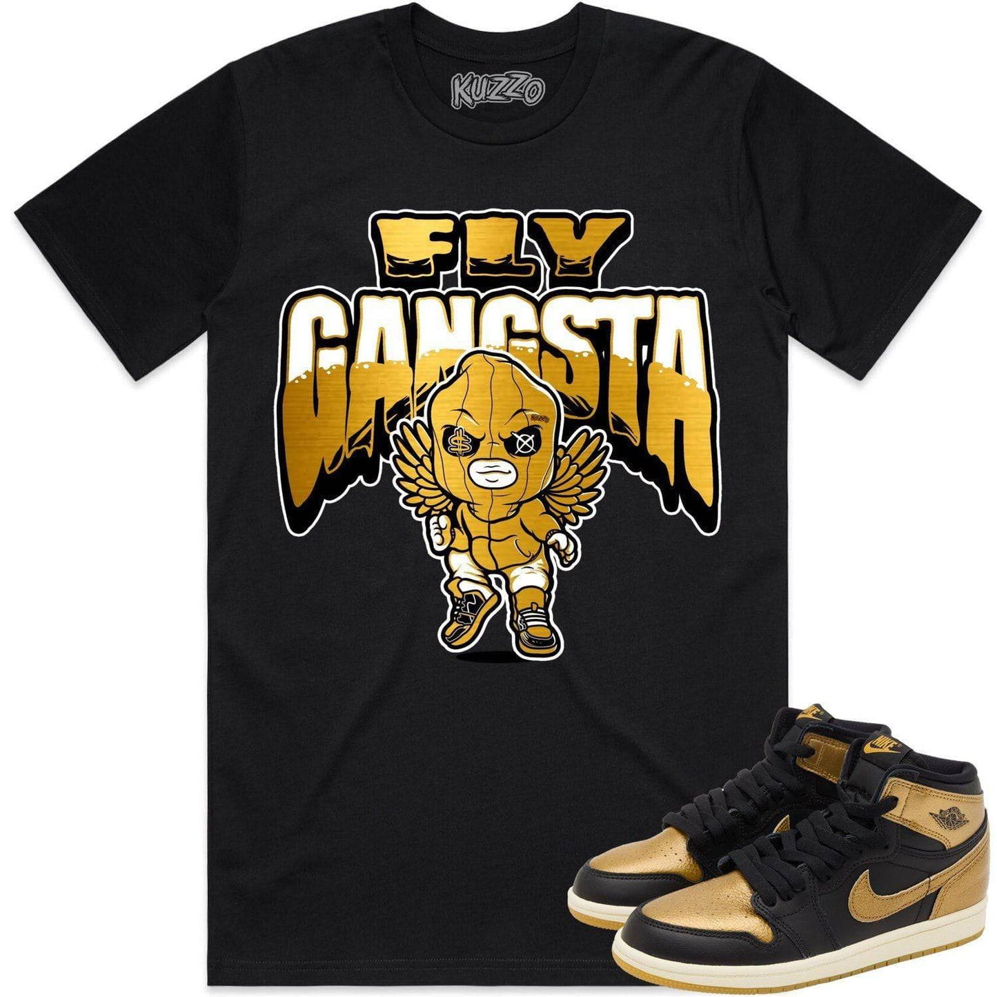 Gold Medal 1s Shirt - Jordan 1 High OG Metallic Gold Medal - Gangsta