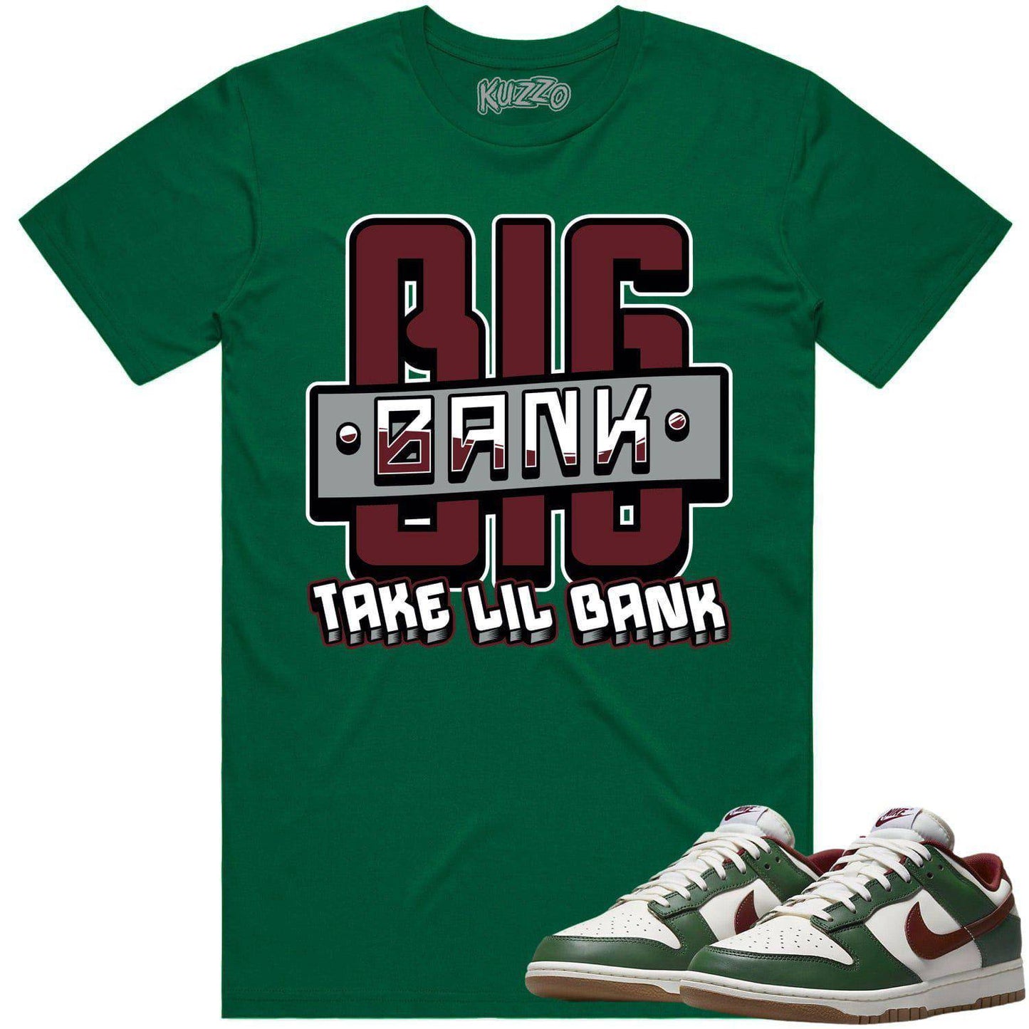 Gorge Green Team Red Dunks Shirt - Dunks Sneaker Tees - Burgundy Bank