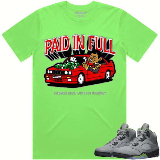 Green Bean 5s Shirt - Jordan Retro 5 Green Bean Shirts - Red Paid