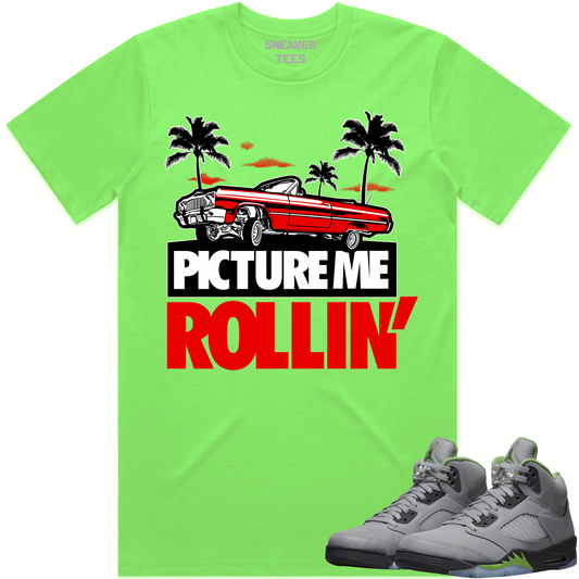 Green Bean 5s Shirt - Jordan Retro 5 Green Bean Shirts - Red Picture