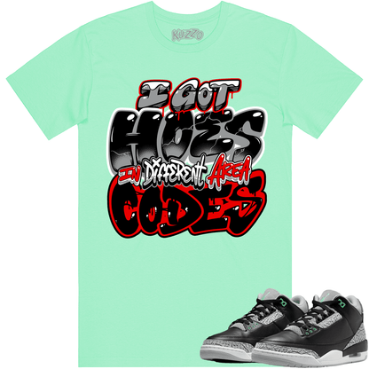 Green Glow 3s Shirts - Jordan Retro 3 Green Glow Shirts - Area Codes