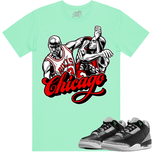 Green Glow 3s Shirts - Jordan Retro 3 Green Glow Shirts - Chicago