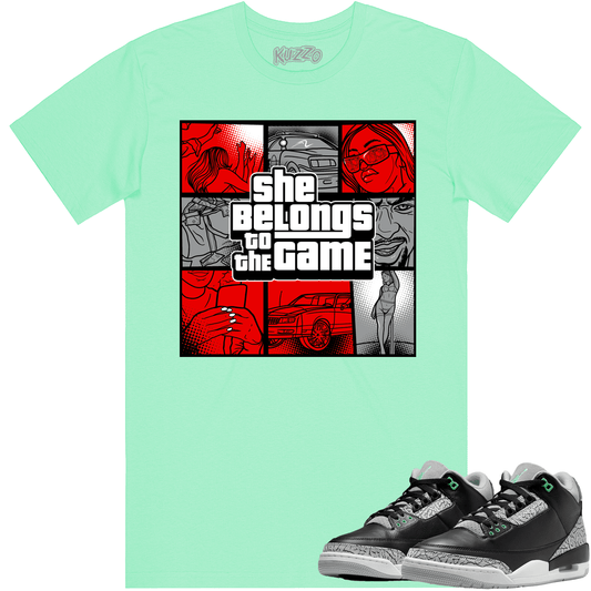 Green Glow 3s Shirts - Jordan Retro 3 Green Glow Shirts - Game