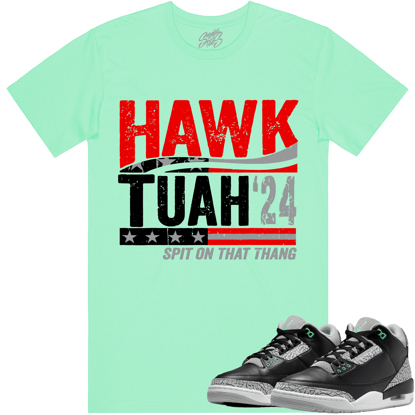 Green Glow 3s Shirts - Jordan Retro 3 Green Glow Shirts - Red Hawk