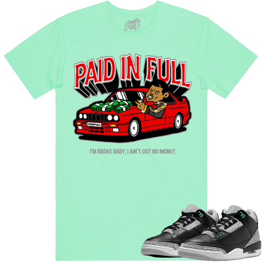 Green Glow 3s Shirts - Jordan Retro 3 Green Glow Shirts - Red Paid