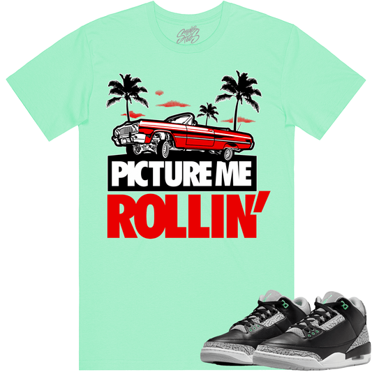 Green Glow 3s Shirts - Jordan Retro 3 Green Glow Shirts - Red Picture