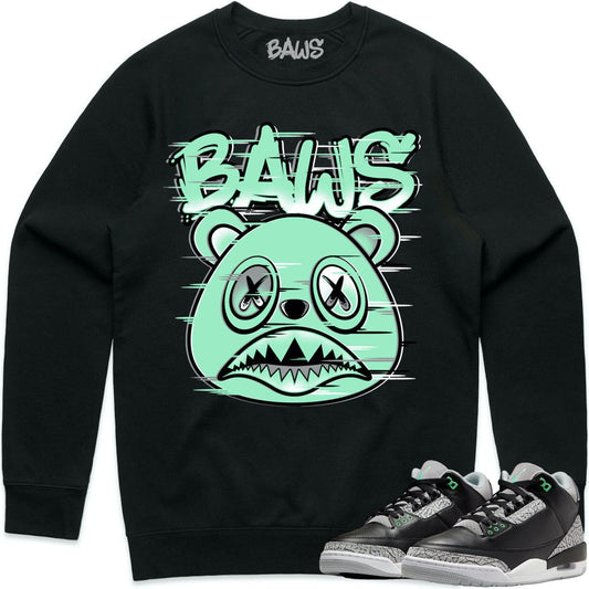 Green Glow 3s Sweater - Jordan 3 Green Glow Crewnecks - Glitch Baws