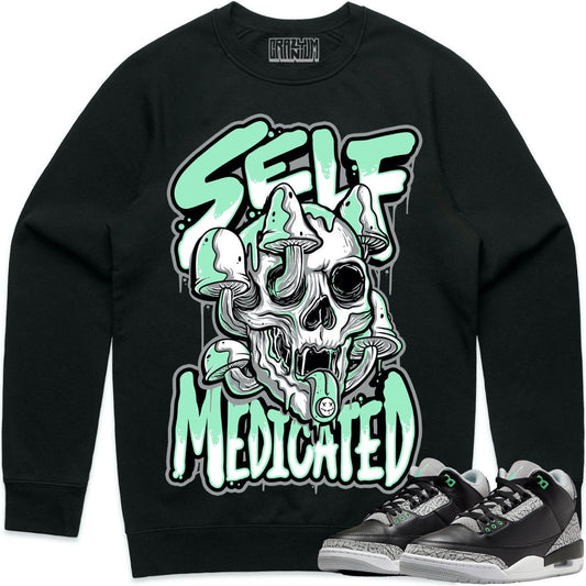 Green Glow 3s Sweater - Jordan 3 Green Glow Crewnecks - Self Medicated