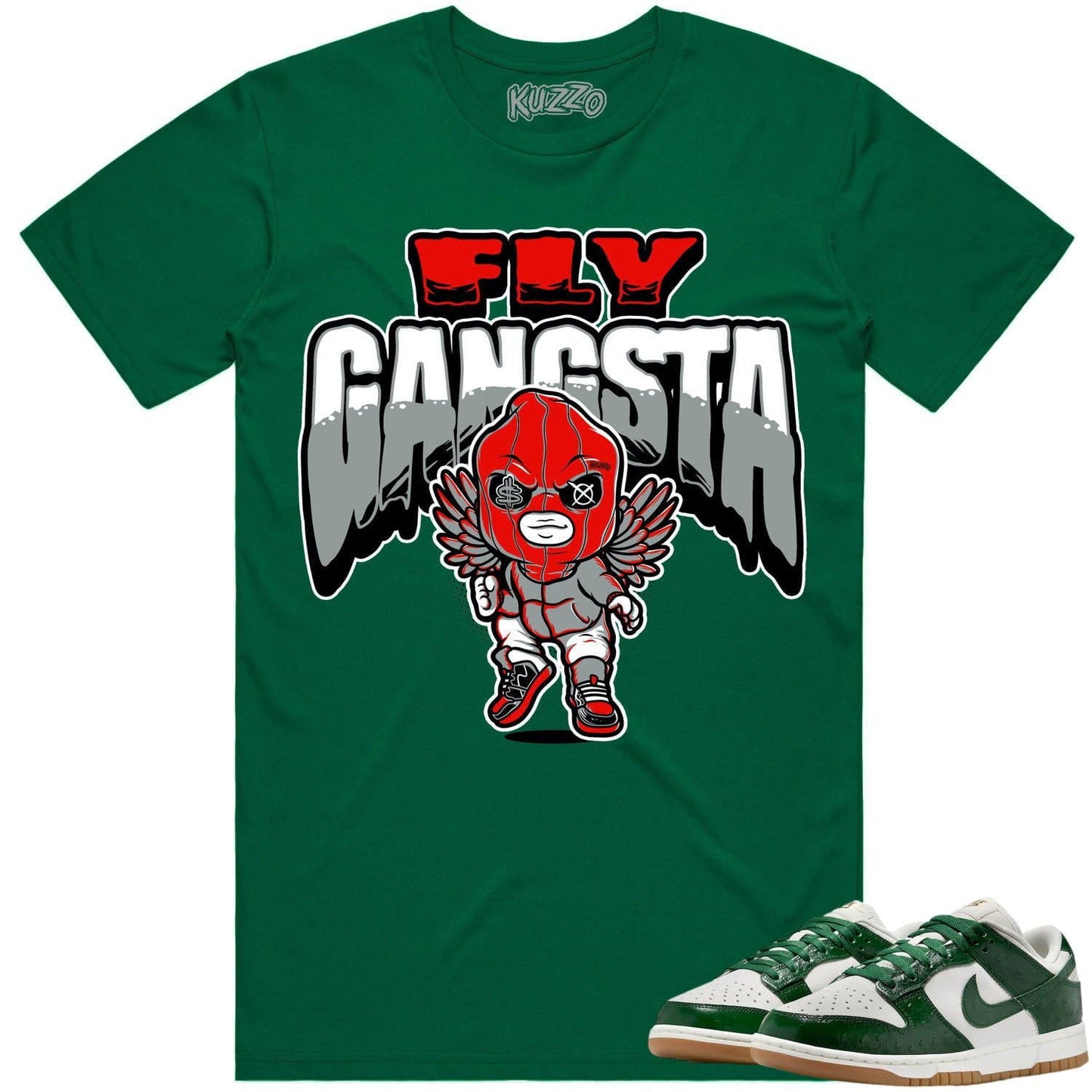 Green Ostrich Dunks Shirt - Dunks Sneaker Tees - Red Fly Gangsta