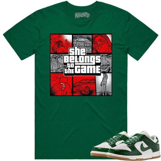 Green Ostrich Dunks Shirt - Dunks Sneaker Tees - Red Game