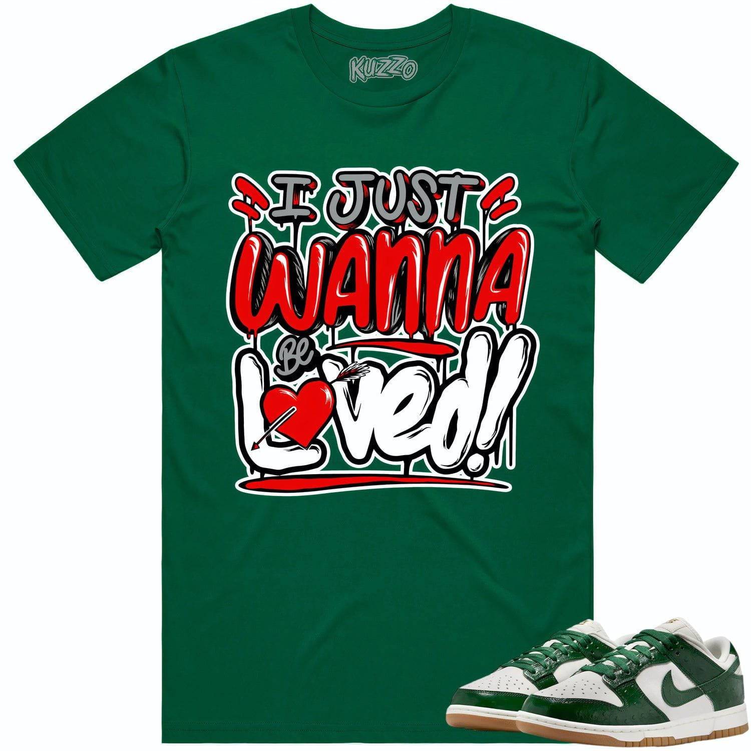 Green Ostrich Dunks Shirt - Dunks Sneaker Tees - Red Loved