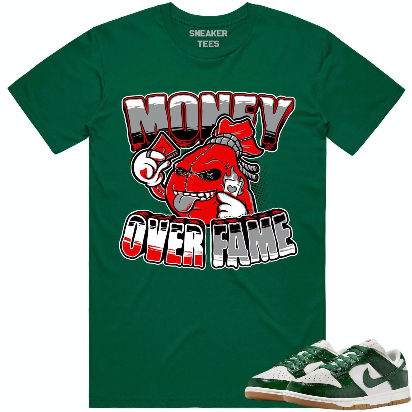 Green Ostrich Dunks Shirt - Dunks Sneaker Tees - Red Money Fame