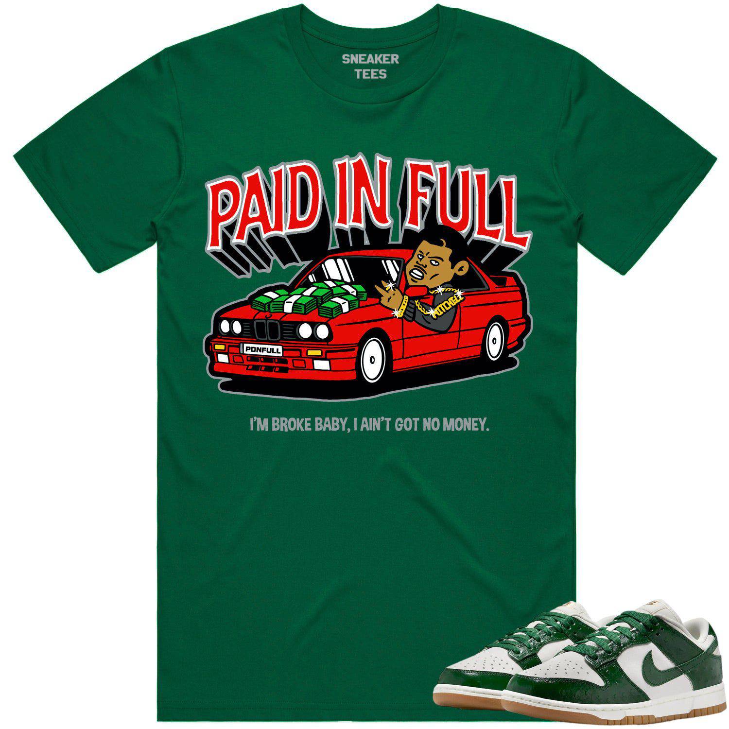 Green Ostrich Dunks Shirt - Dunks Sneaker Tees - Red Paid