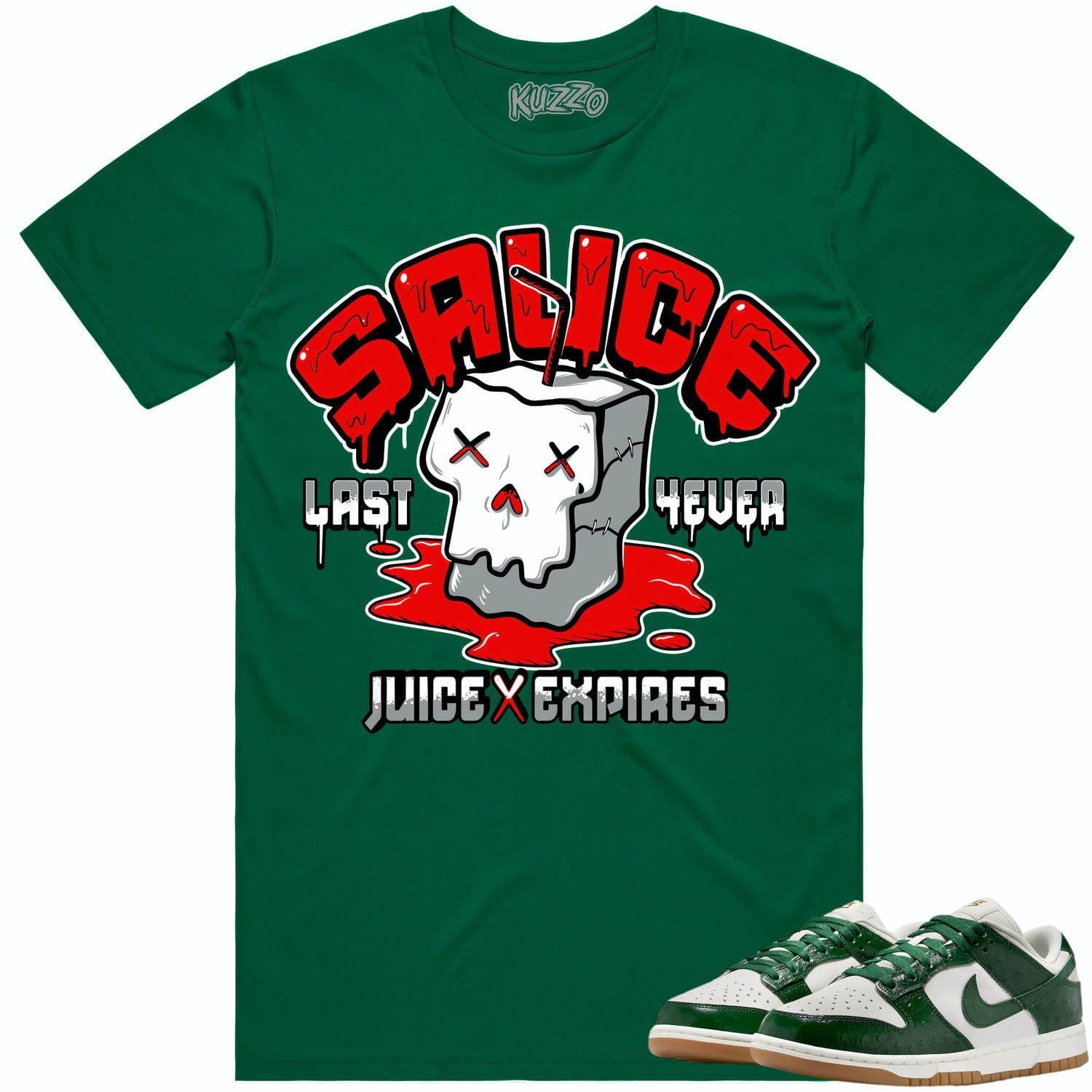 Green Ostrich Dunks Shirt - Dunks Sneaker Tees - Red Sauce