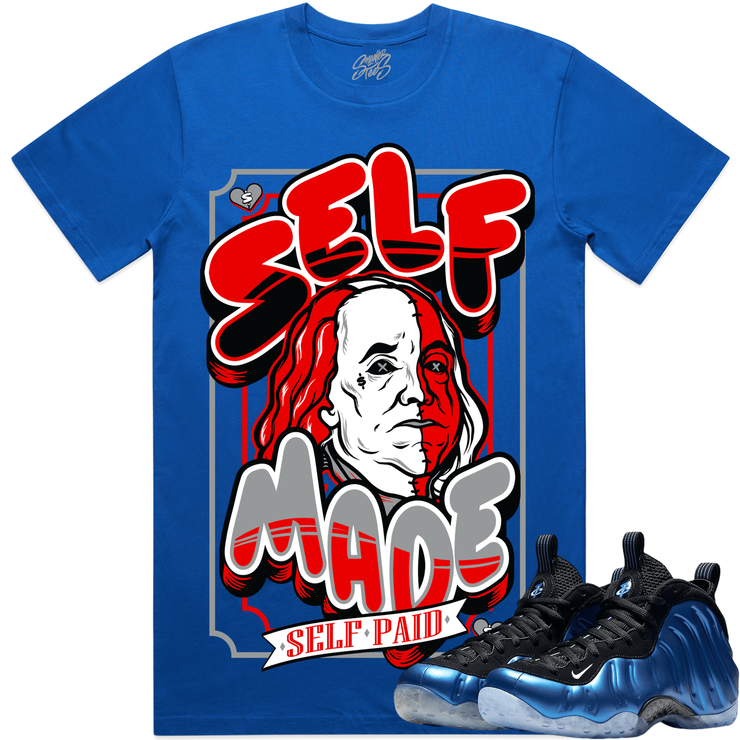 International Blue Royal Foamposites Shirt - Red Self Made