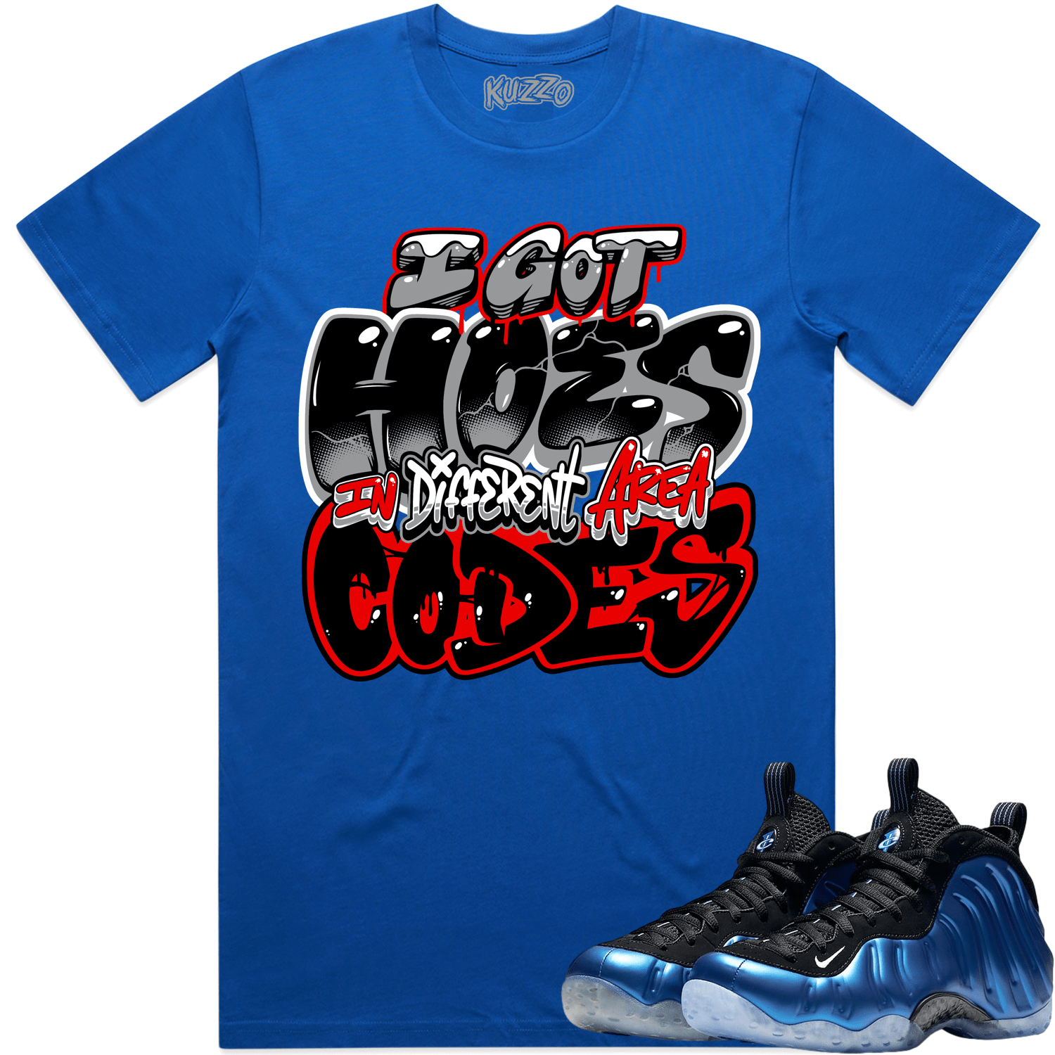 International Blue Royal Foamposites Shirts to Match - Area Codes