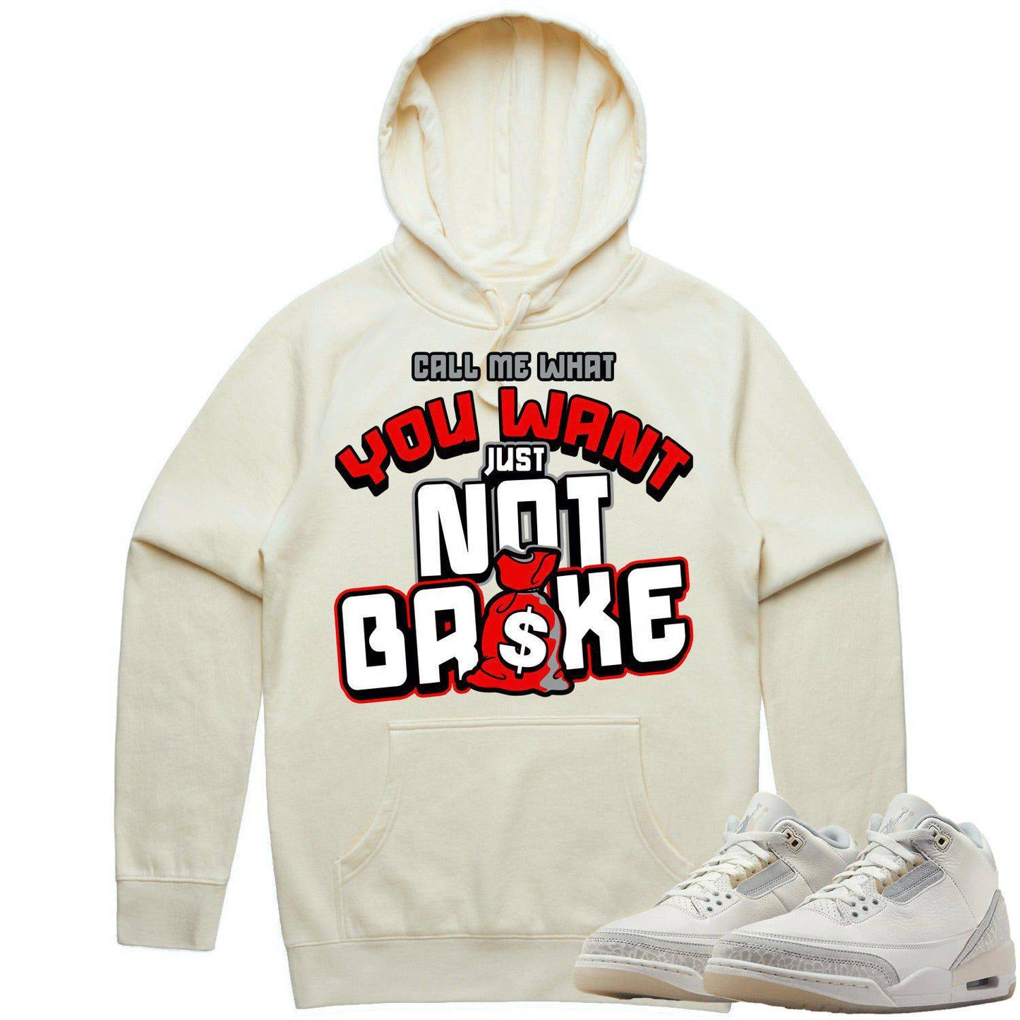 Ivory 3s Hoodie - Jordan 3 Craft Ivory Hoodie - Red Not Broke