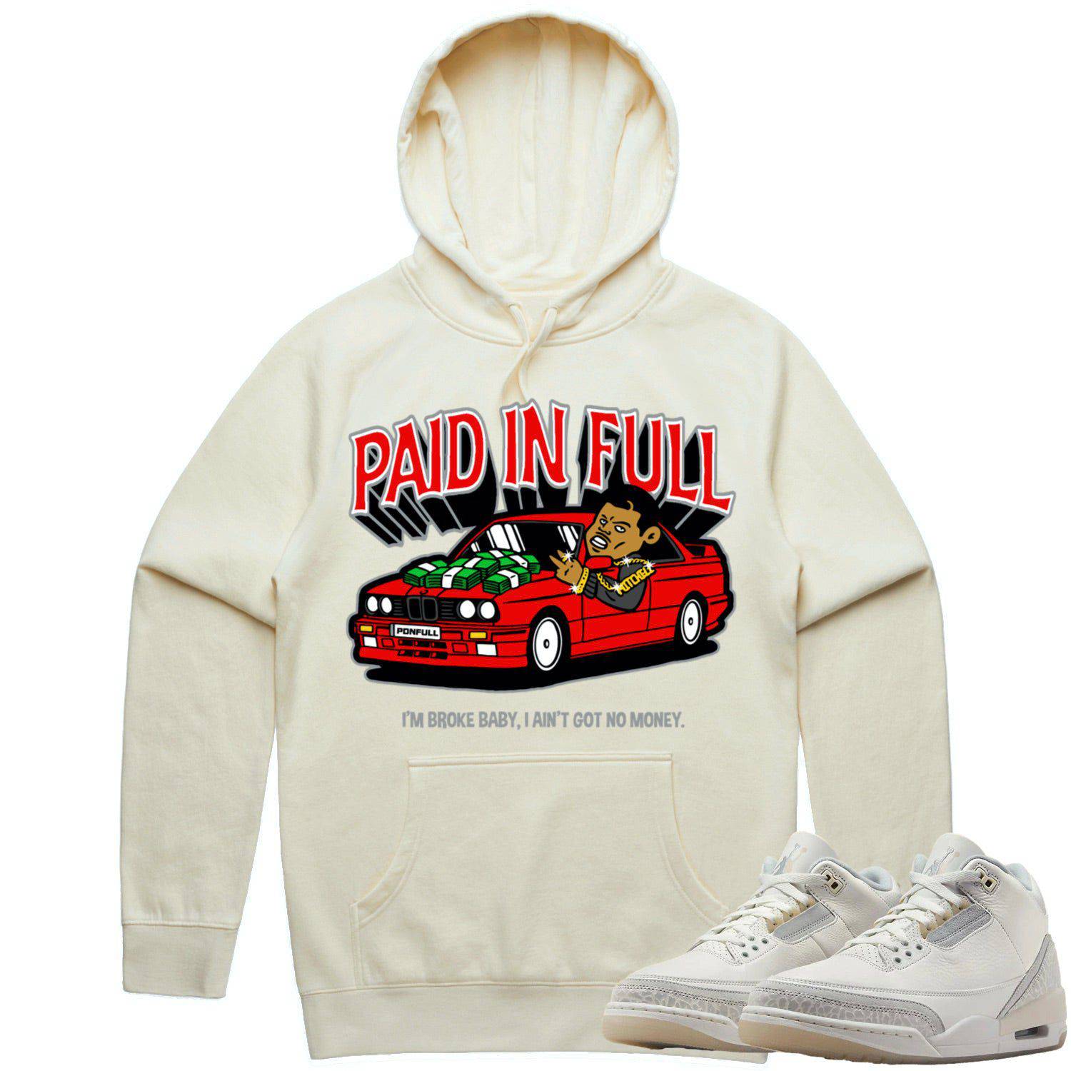 Ivory 3s Hoodie - Jordan 3 Craft Ivory Hoodie - Red Paid