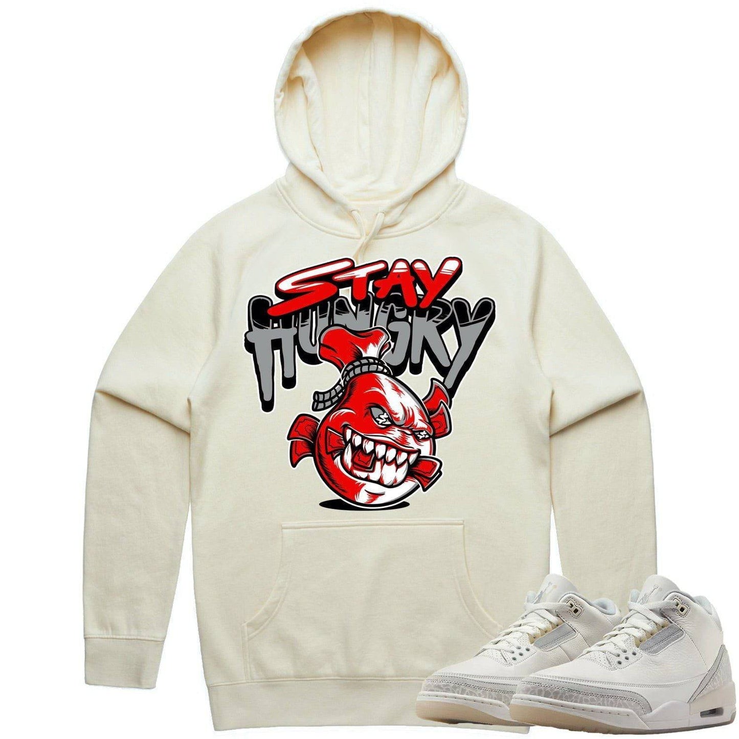 Ivory 3s Hoodie - Jordan 3 Craft Ivory Hoodie - Red Stay Hungry