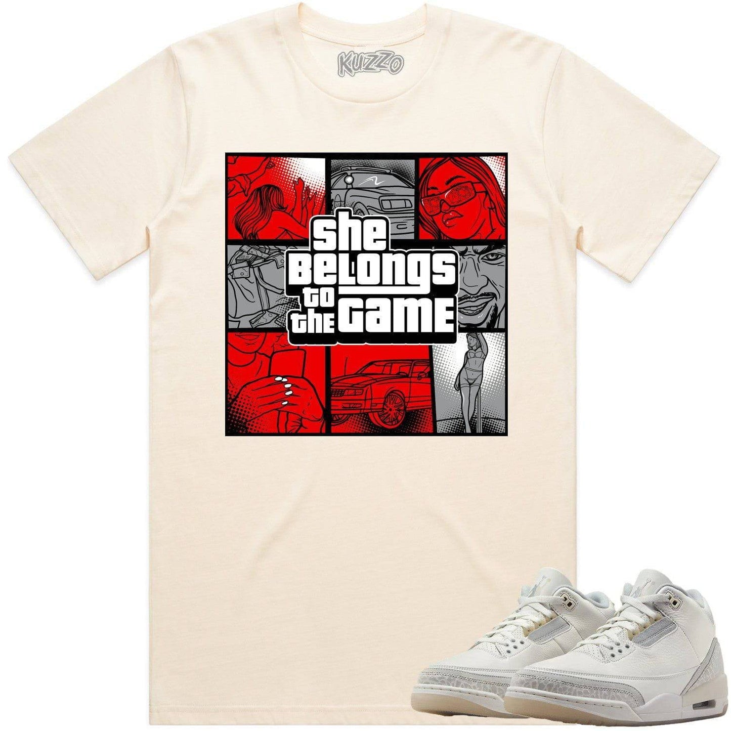 Ivory 3s Shirt - Jordan Retro 3 Craft Ivory Sneaker Tees - Game