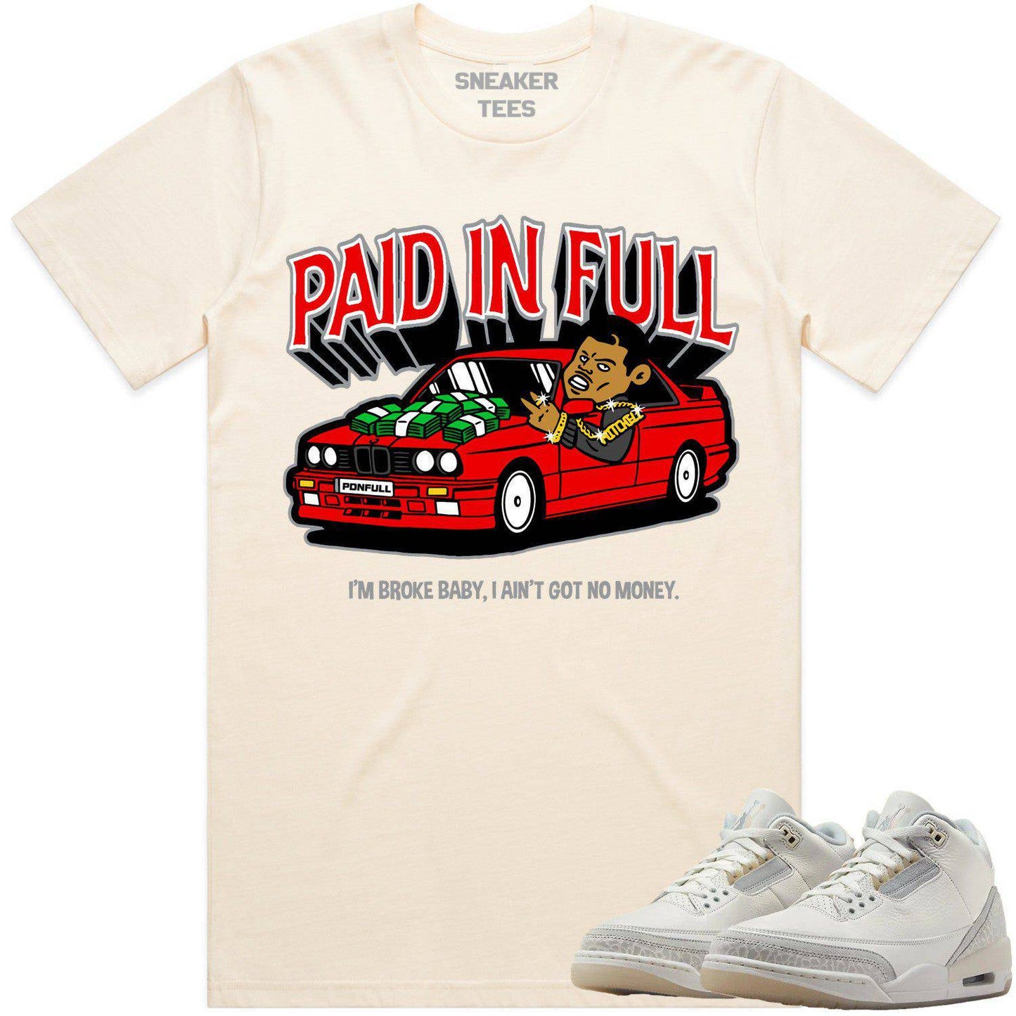 Ivory 3s Shirt - Jordan Retro 3 Craft Ivory Sneaker Tees - Paid